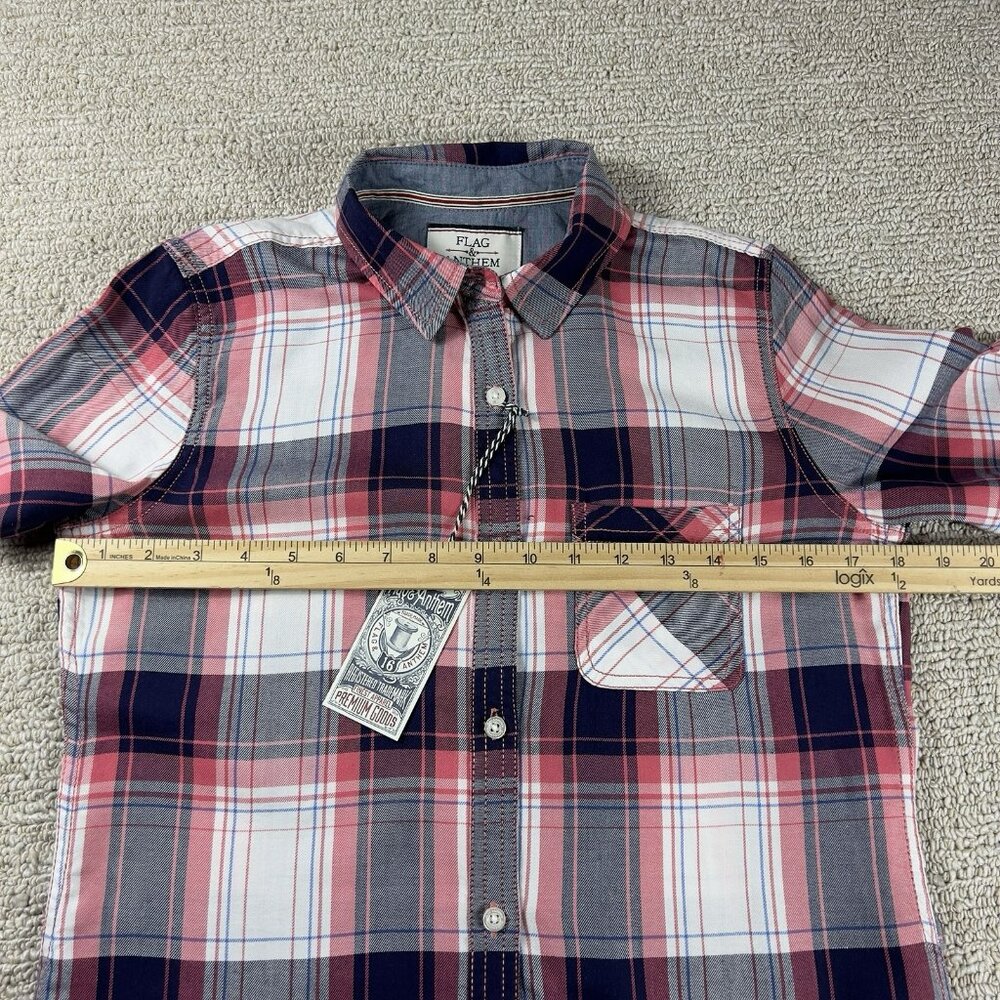 Flag & Anthem Plaid Long Sleeve Shirt Red Blue White Women’s Size XS - Picture 5 of 8